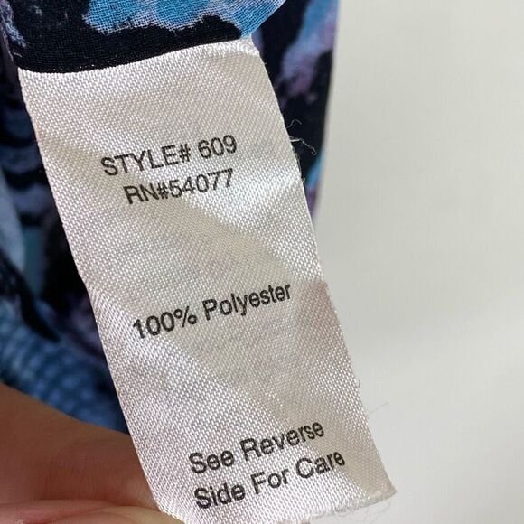 Cabi #609 Blue & Black Python Snakeskin Print Long Sleeve Button Up Shirt Size M - Picture 4 of 5